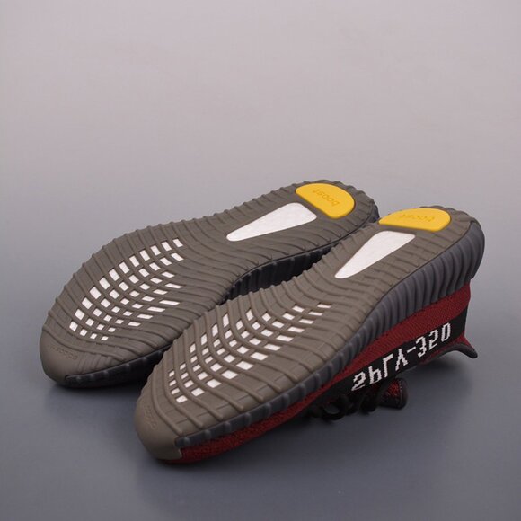 Yeezy 350 V2 Red Grey Color Block Sneakers - Picture 3 of 9